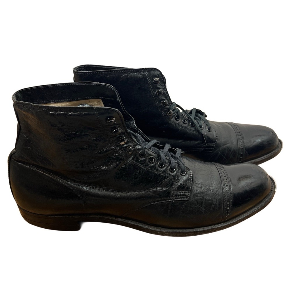 Vintage Marbo Tap Dance Boots Black Leather Cap Toe Lace Up Mens 11.5
